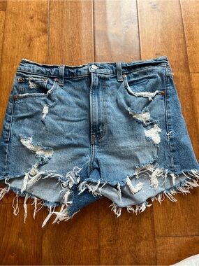 Abercrombie & Fitch Distressed Denim Cutoff Shorts - Blue
